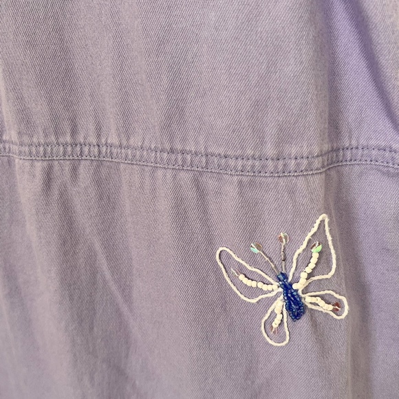 Mandal Bay Maxi Dress Med Purple Beaded Butterfly Cotton Sleeveless V-Neck EUC - Picture 4 of 7